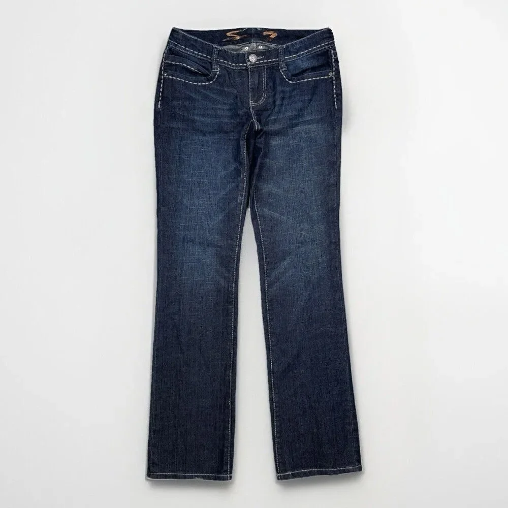 Seven7 Jeans Womens 4 Straight Leg Blue Denim Measures 29 x 31